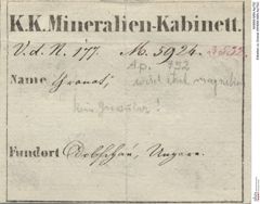 Etiketten zu Granat (NHMW-MIN-Ap752)